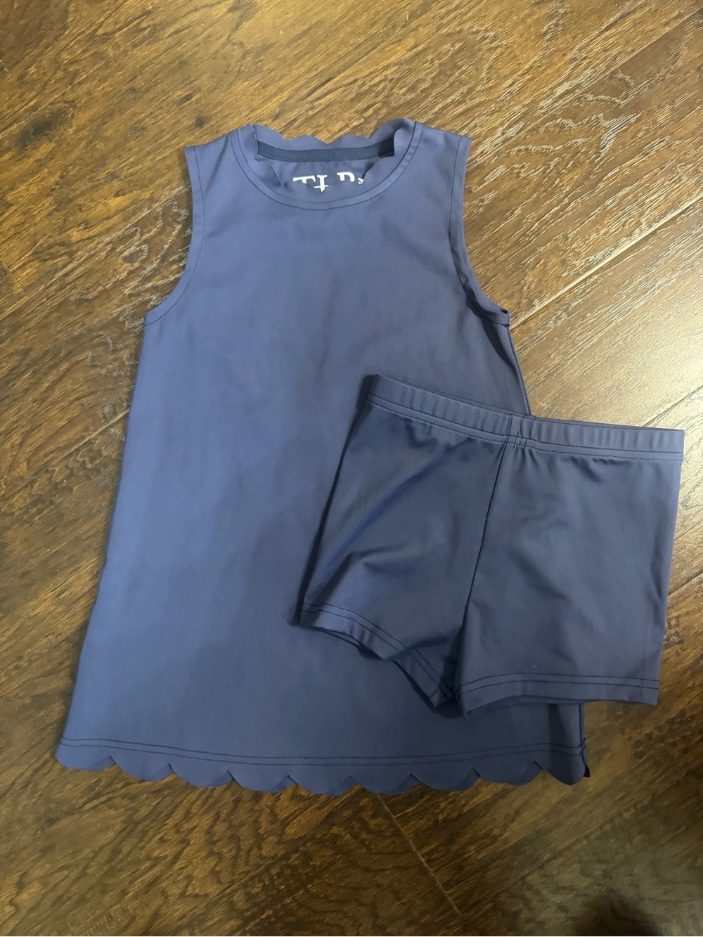 Kids Navy Scallop Hem Uniform Jumper & Shorts